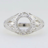 Sterling Silver Semi Mount Ring Setting Round RD 8x8mm Art Nouveau Style - Syzjewelry
